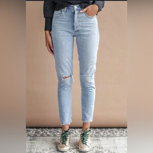 Agolde High Waisted Jamie Distressed Ankle Jeans